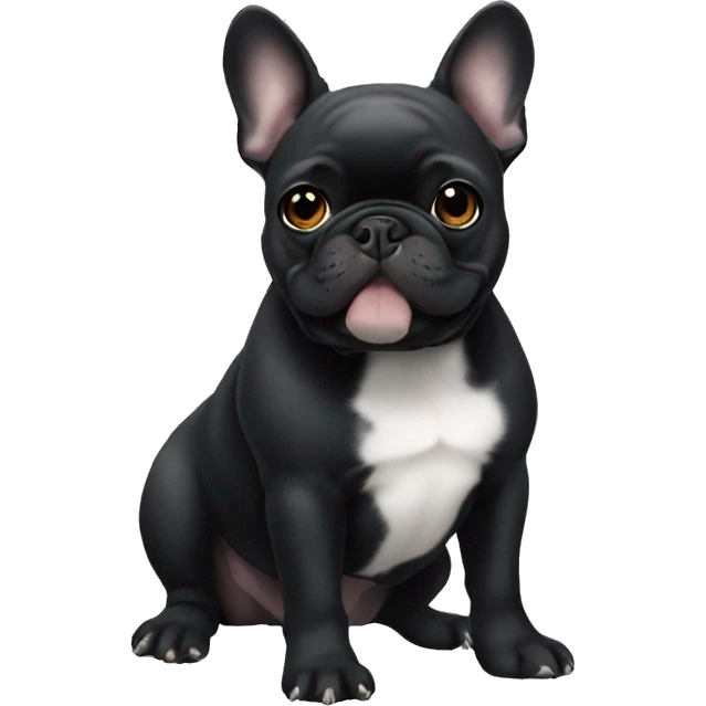 Black French bulldog with white chin emoji