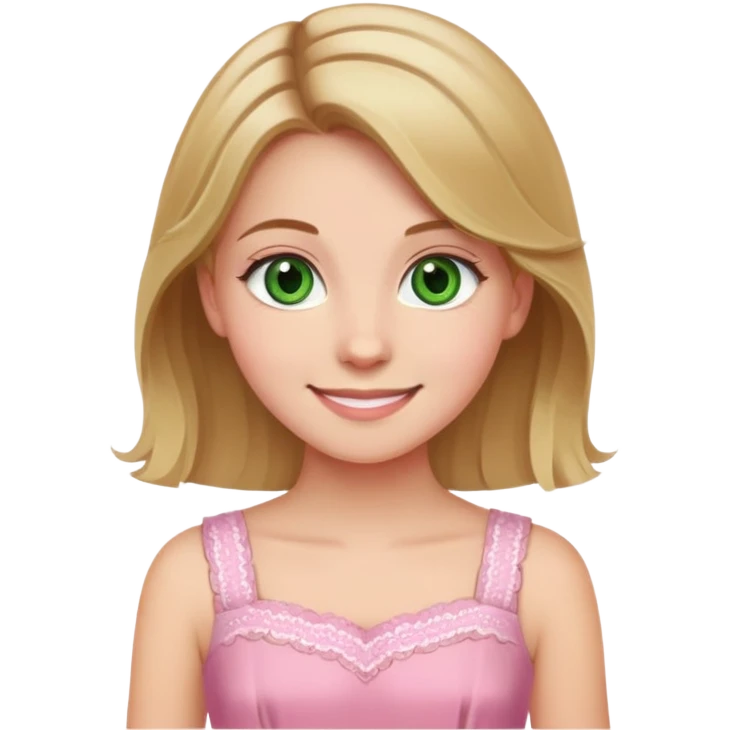 un niña con ojos verdes pelo castaño Rubio y ropa Rosa bonita sonriendo un niña con ojos verdes pelo castaño Rubio y ropa Rosa bonita sonriendo  emoji