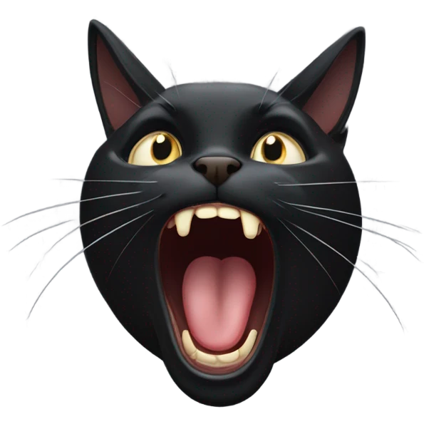 blck cat yawning emoji
