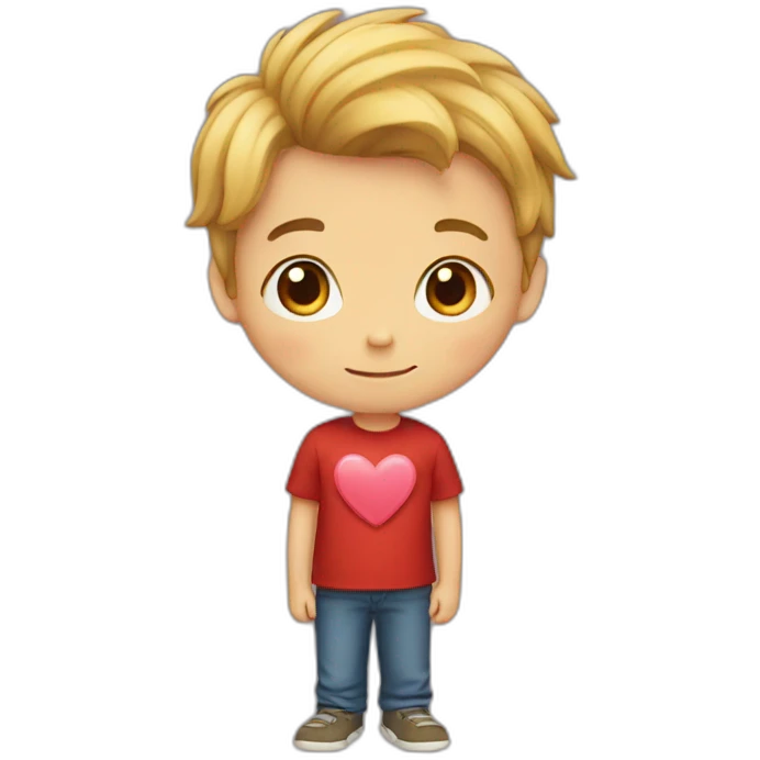 A boy under a heart emoji