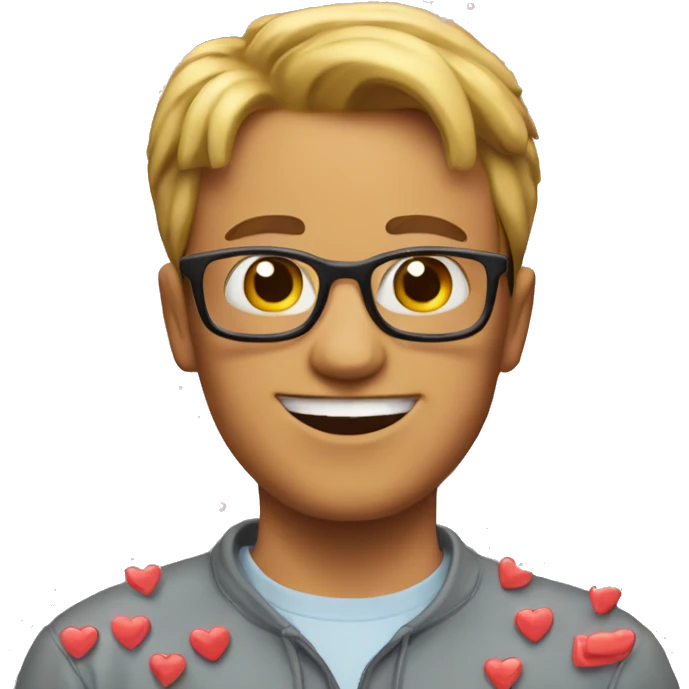 Nerd surrounded by love hearts  emoji