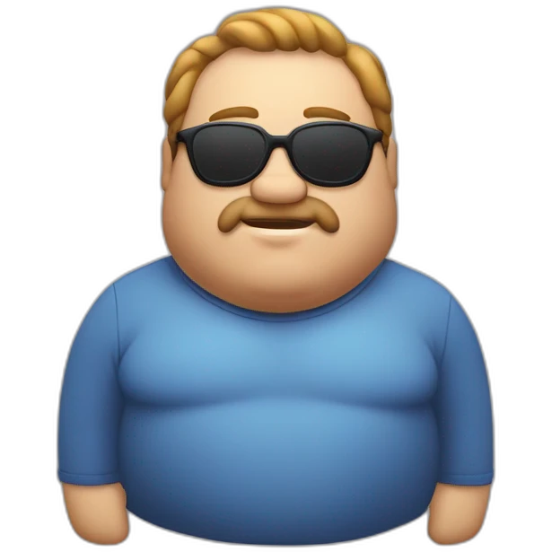 Fat man con gafas y el pelo corto diciendo hola emoji