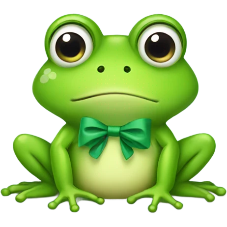 cute frog with a bow on  emoji
