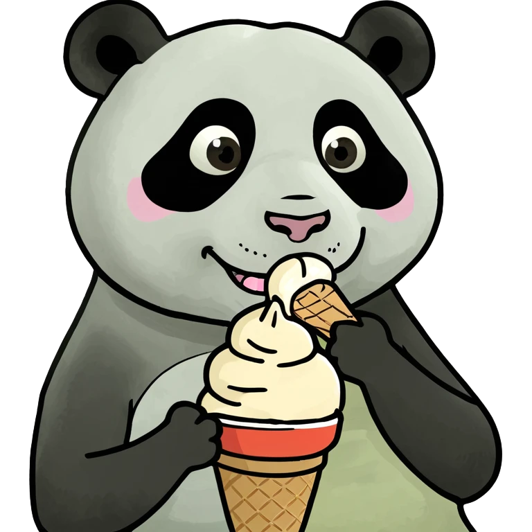 Panda eating ice cream emoji
