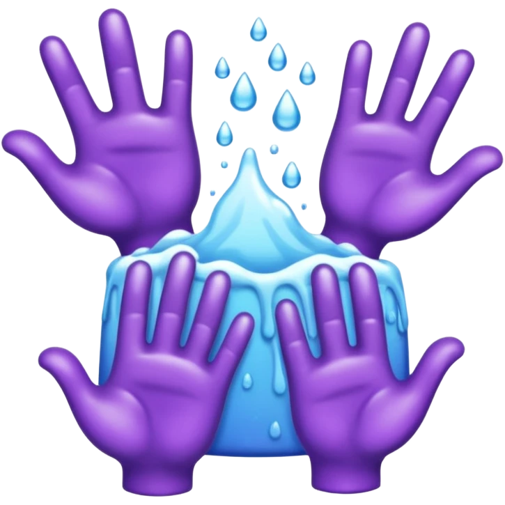 washing four purple hands emoji