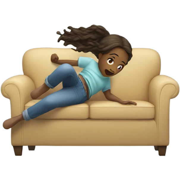 girl falling down the couch emoji