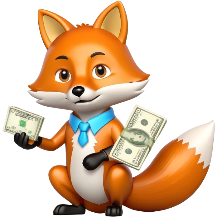 a 3d financial fox low on cash emoji
