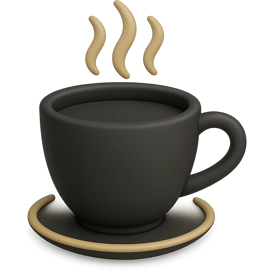 elegant coffee cup icon with soft matte finish and antique gold details emoji