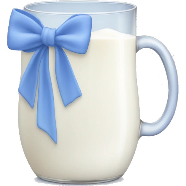 Glass of milk with a Periwinkle bow wrapped around the glass  emoji