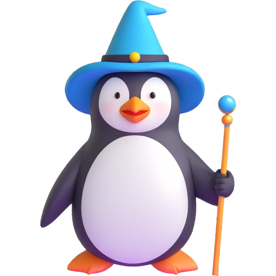 A penguin wizard emoji