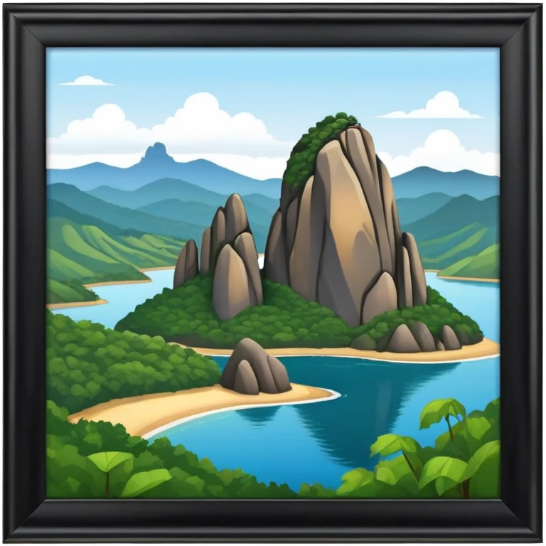 cinematic-realistic-guatapé-rock-emoji colombia in a picture frame emoji