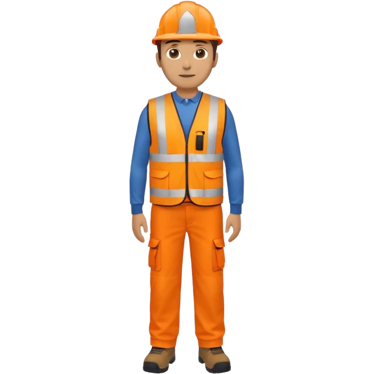man in orange hi vis vest and chinos, no helmet, standing full body emoji
