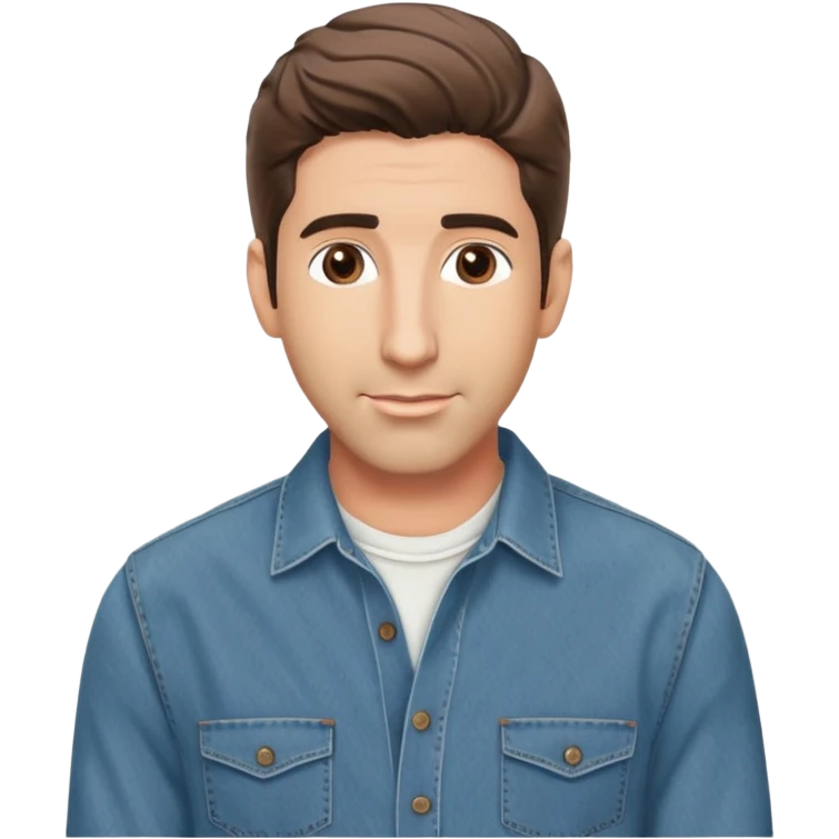 handsome Ross Geller from Friends TV show with well-styled brown hair and attractive features in casual clothes, button-up shirt and jeans emoji