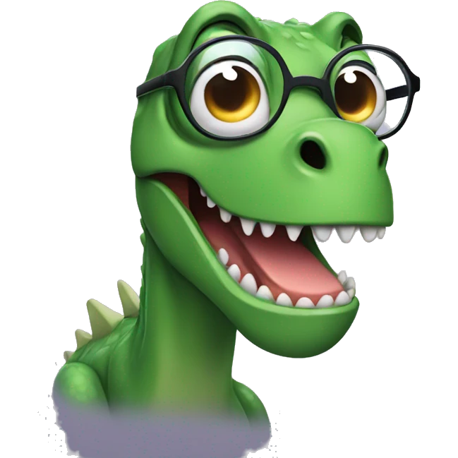 Crying dinosaur with glasses emoji