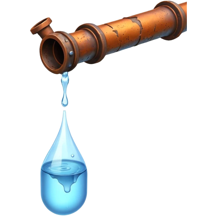 3D render of a cracked pipe with water dripping from it, Pixar-style, clean and realistic, soft reflections, isolated on white background, professional and colorful

 emoji