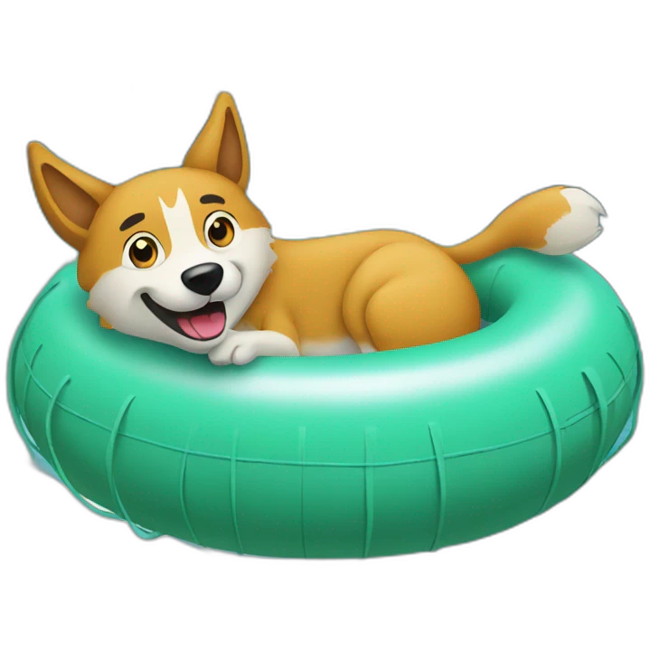 A dingo floating in an inner tube in a pool emoji