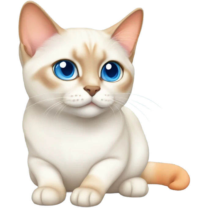 chubby flame point Siamese, white fur with orange accents and blue eyes  emoji