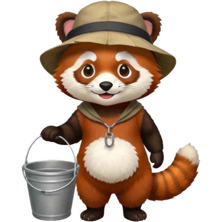 red panda wearing bucket hat, full body emoji