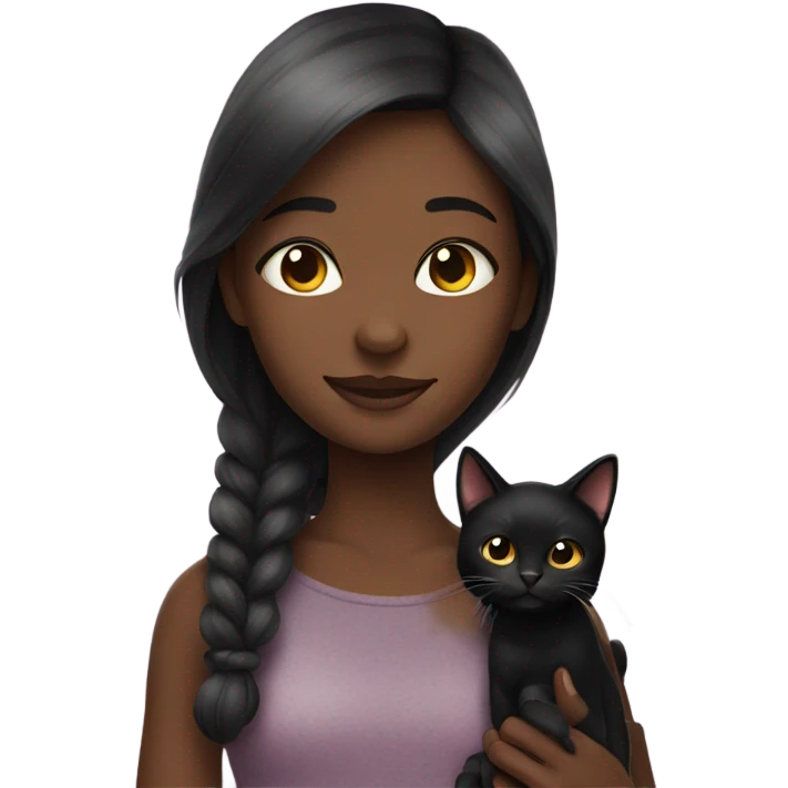 Girl and black cat  emoji
