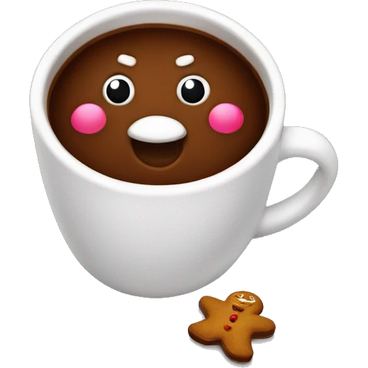 Holiday sweet cocoa with a gingerbread man  emoji