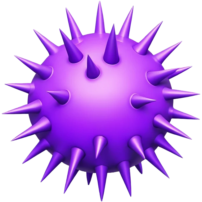 purple circular virus with protruding spikes clean minimal style emoji