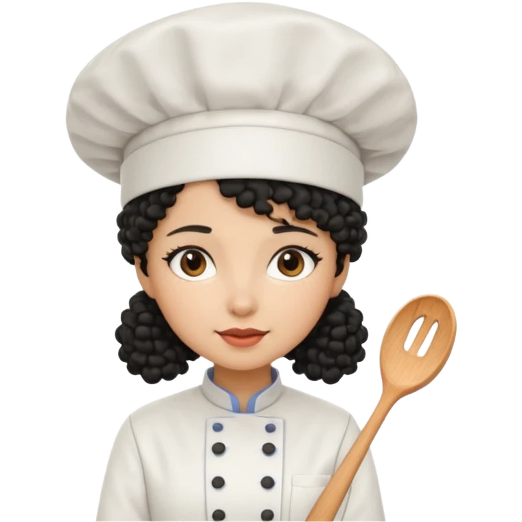 Una chica chef de cabello negro con rulos emoji