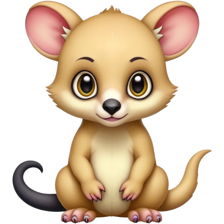 Adorable colorful baby edgy animal-hybrid full body, big Eyes, marsupial  emoji