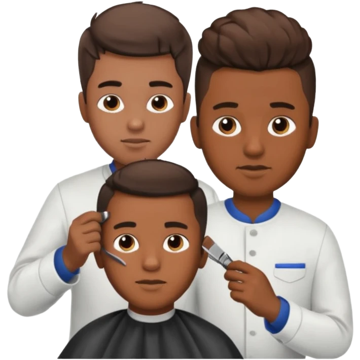 Barber cutting boys hair emoji