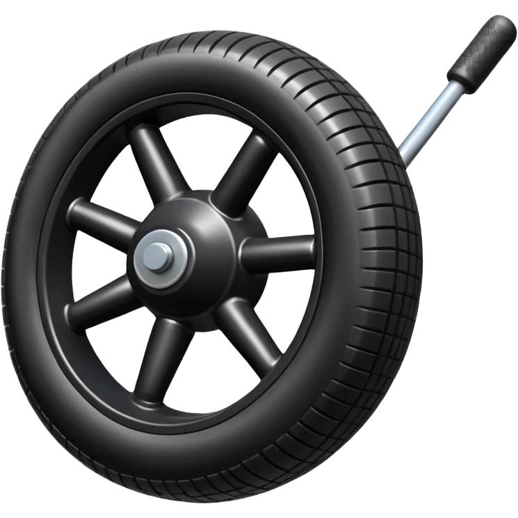 he aircraft's landing gear is one inflated, plump wheel with a strut, black in color emoji