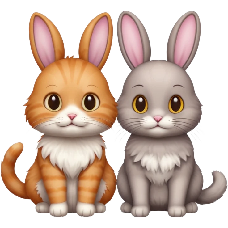 Cat and bunny together as friends emoji