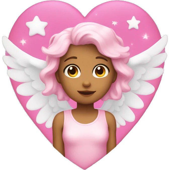 Angel, pink heart, stars emoji
