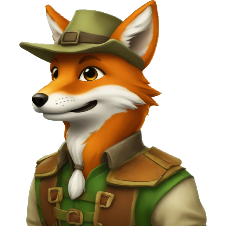 renard deguisee en robin des bois rajoute le lui le petit chapeau de robin ds bois vert emoji