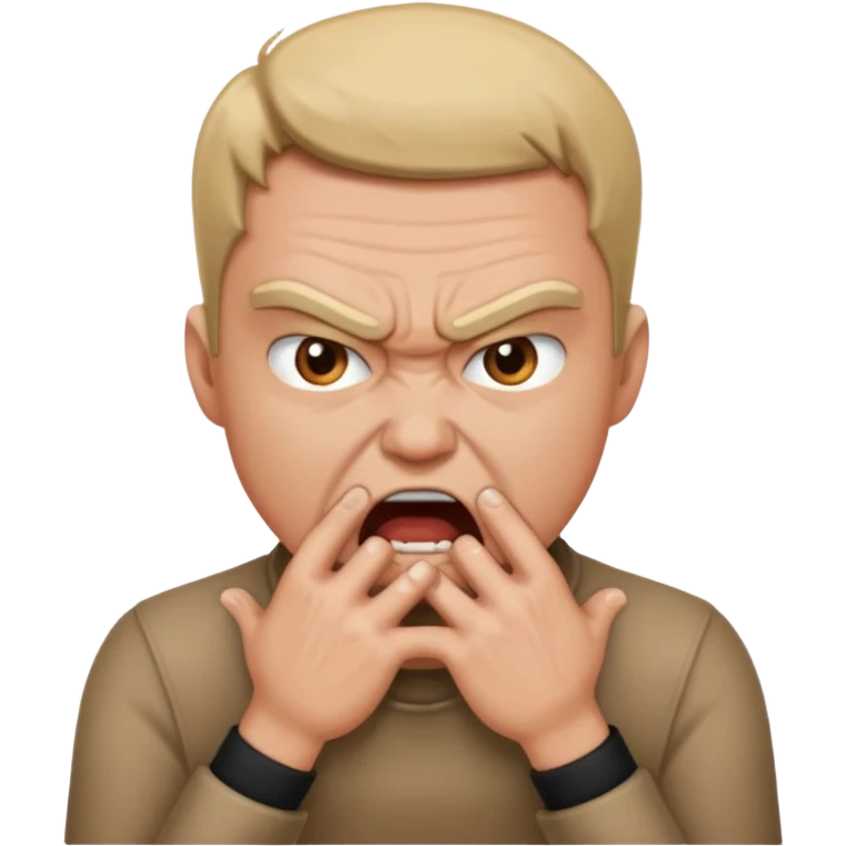 Grabbing throat with hands and looking angry  emoji