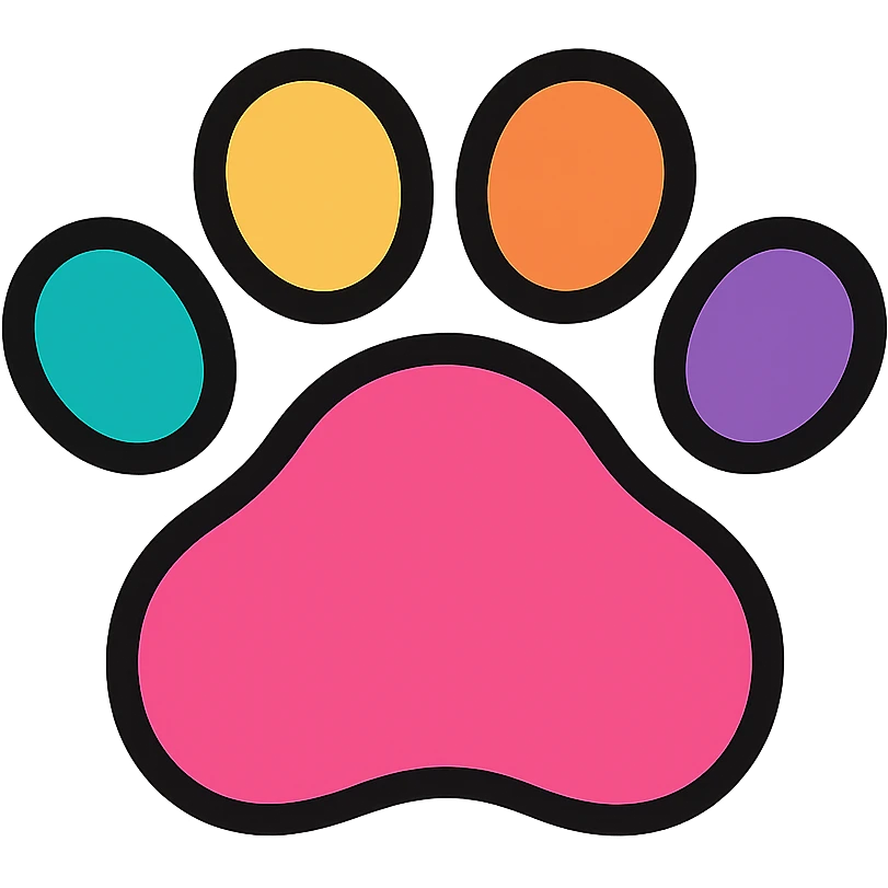 colorful puppy paw print with a border emoji