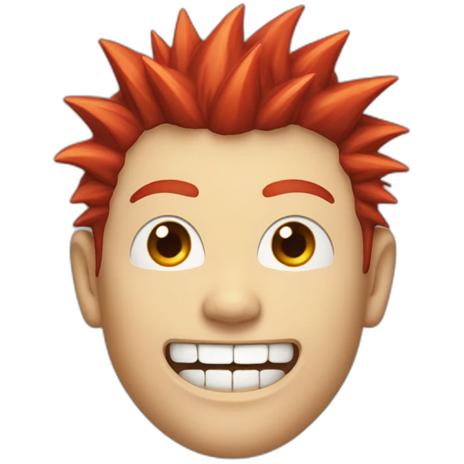 japanese-red-spiked-haired-guy, sharp-teeth emoji
