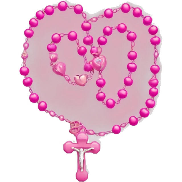 Pink rosary with heart shaped beads emoji