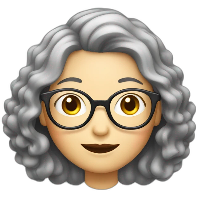 Chinese senior lady with wavy long hair wear  glasses show thank you signs emoji