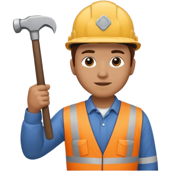 mach mir einen bauarbeiter von hinten der die rechte hand gehoben hat mit einem hammer drinnen emoji