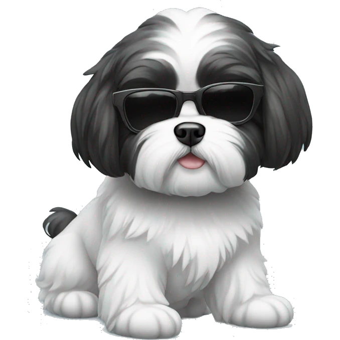 Black And White Shih Tsu wearing sunglasses  emoji