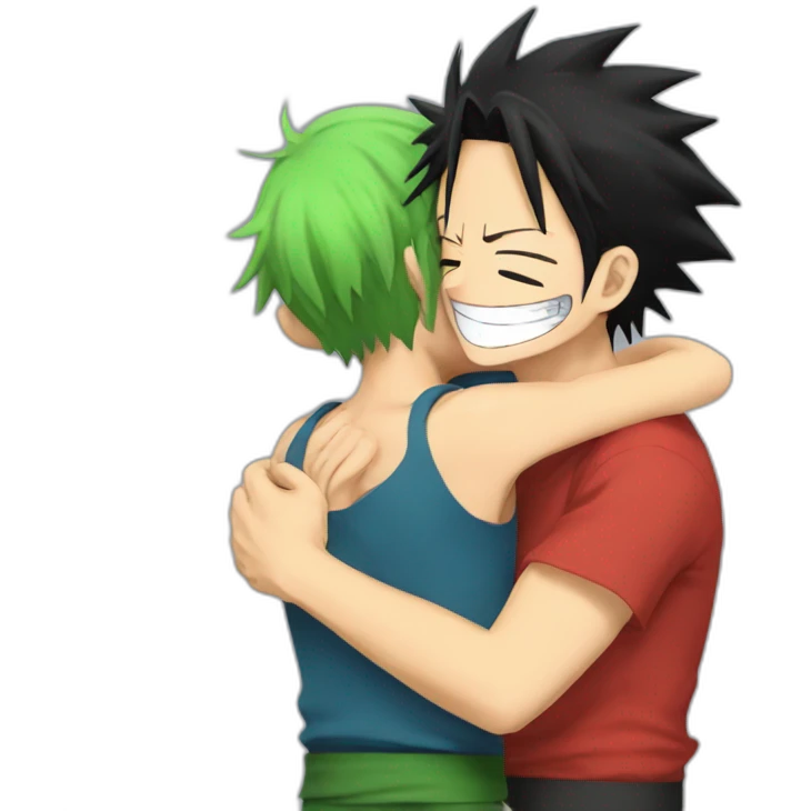 Luffy hugs Zoro emoji