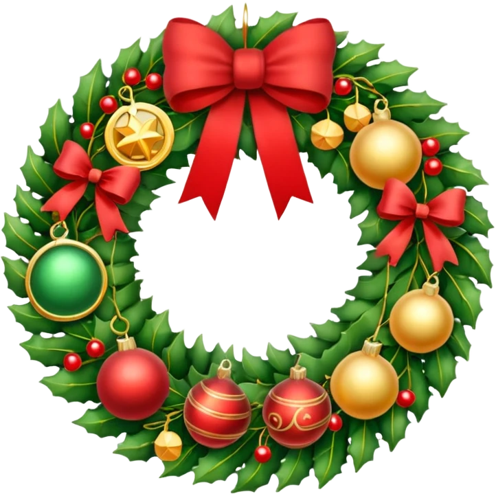 Christmas wreath with christmas charms emoji