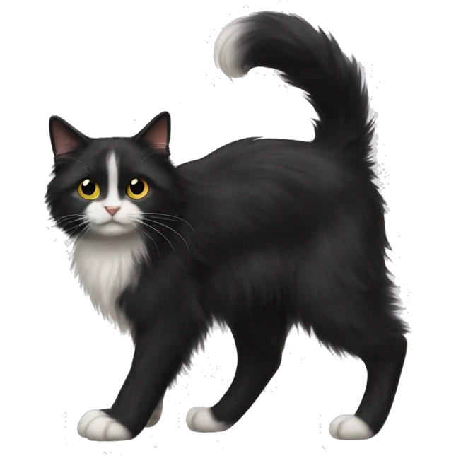 long haired tuxedo cat emoji