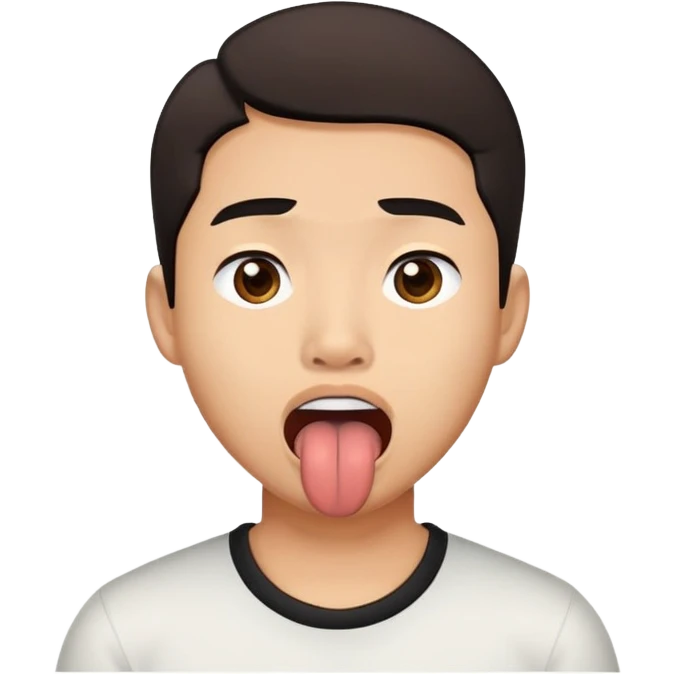 asian filipino guy with a black middle part sticking tongue out wildly emoji