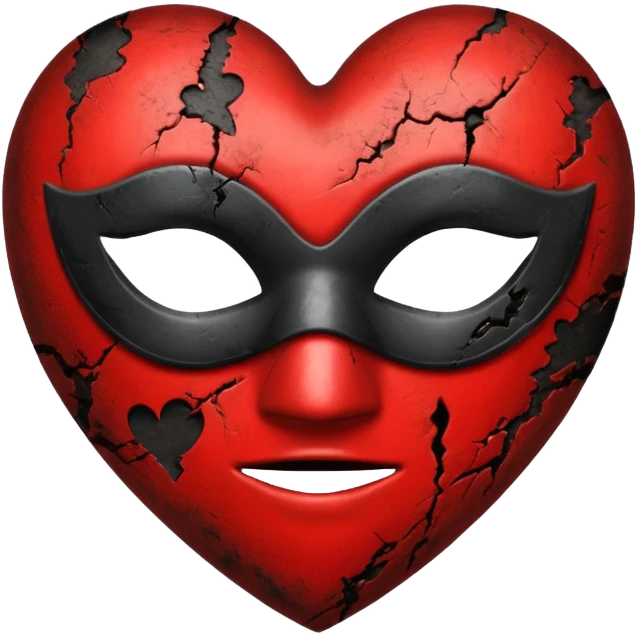 heart with a dark mask and grunge texture emoji