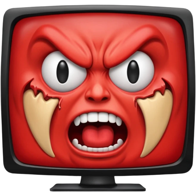 TV screen showing a screaming face emoji