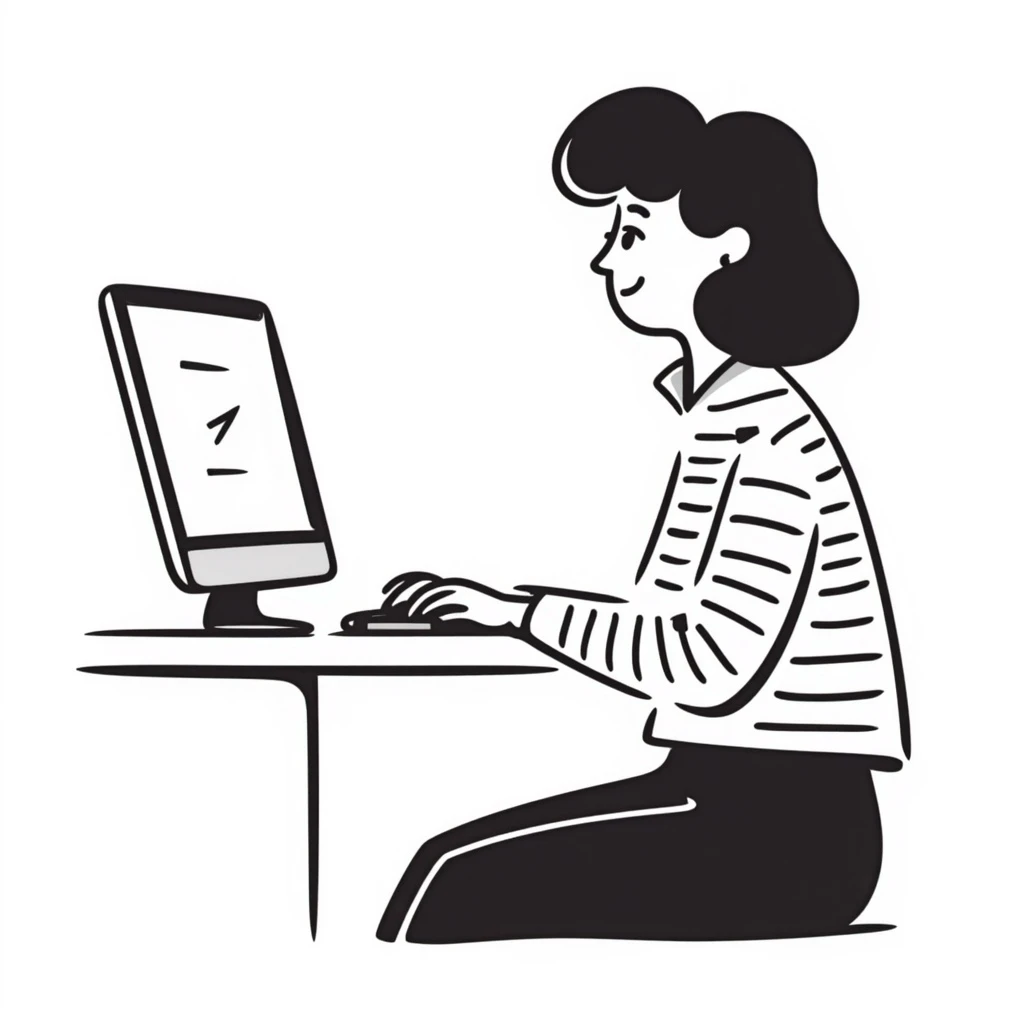 Kat using a computer emoji