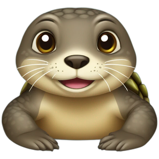 Une loutre sur une tortue emoji