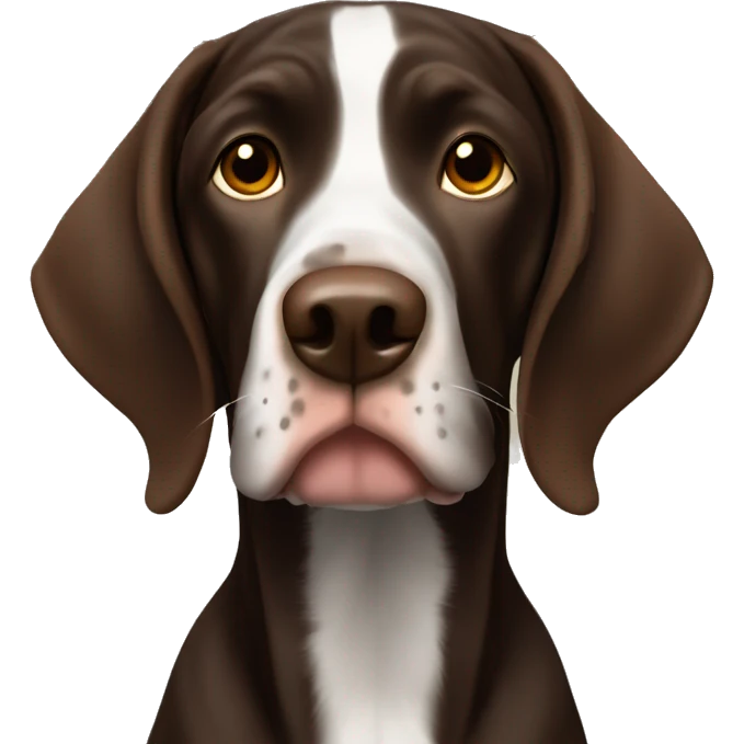brown gsp dog, dark brown roan with eyes, dark brown fur emoji