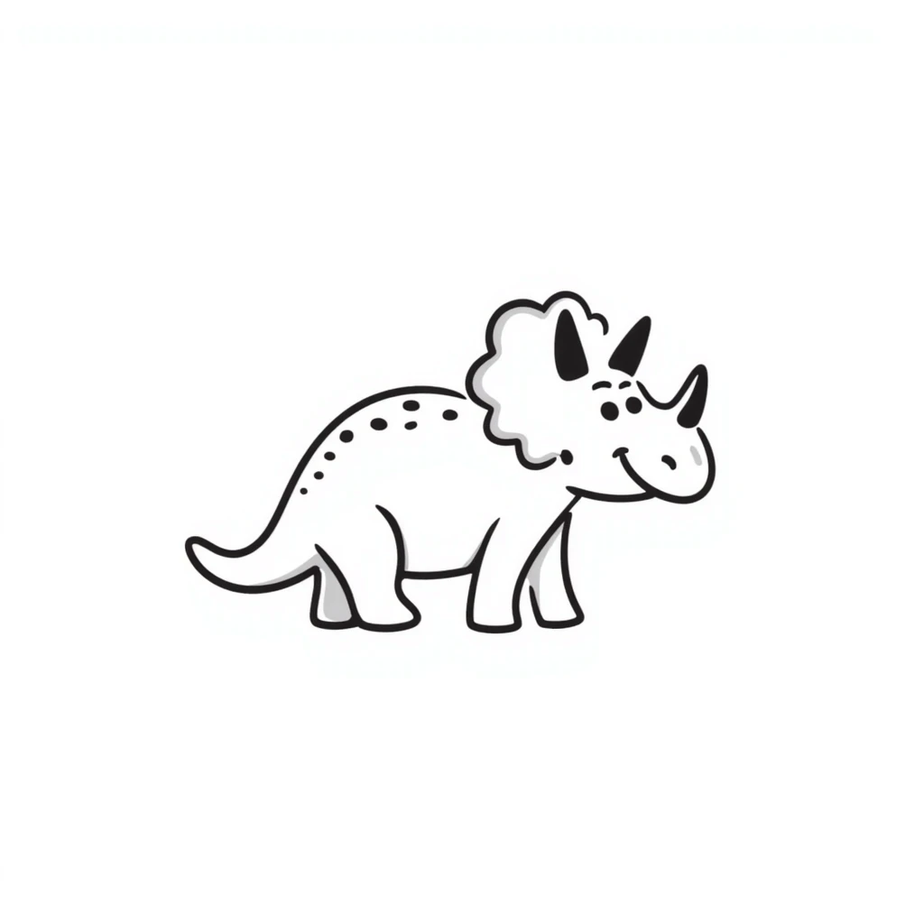 A hand-drawn toy triceratops with a silly grin and cute horns emoji