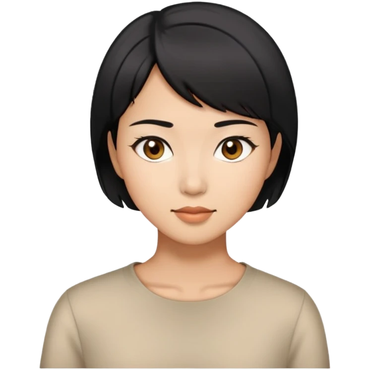 Asian woman model with short black hair emoji